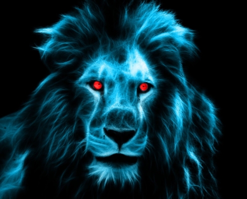 Blauer Löwenkopf